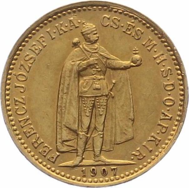 Ungarn 10 Korona 1907 KB - Stehender Kaiser